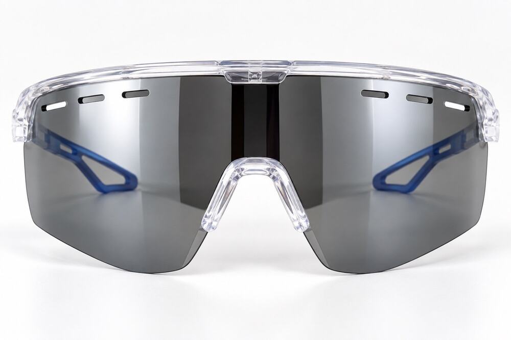 Panama Jack Shield Sport Sunglasses Clear Blue Frame Smoke Lens Unisex